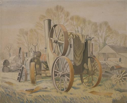 Art Mural le Tracteur d'Eric Ravilious pour Décoration Murale Salon Élégant 60x90cm
