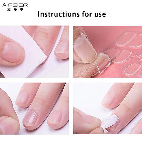 Aierfei 240 Pcs (10 Sheets) Double-Sided Adhesive Nail Stickers,Thin Breathable And Waterproof Nail Glue Stickers,Super Sticky Nail Adhesive Tabs #TOP6