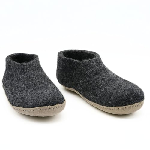 Charcoal Grey Handmade Shoes, Merino Wool Shoes, Natural Organic Wool Shoes Slipper, Indoor Slippers Men & Women4
