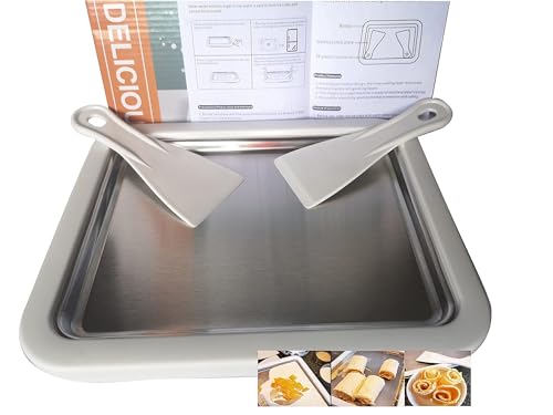 ice cream maker for kids Duomid rolled ice cream maker machine,with2shovels,frozen yogurt machine,instant gelato pan/roll,sorbetmachine,gelato maker,plate freezer bowl,parent-child interactiveDIY gift