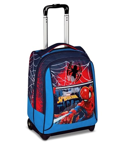 Seven Spiderman Big Trolley Scuola Fisso, Blu, 2 in 1, Doppio Uso, Trolley e Zaino, Zaino Scuola Elementare, Bambino