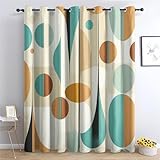 Cortinas Salon Estilo NóRdico Cortina Ventana GeometríA Cortinas Termicas Aislantes Frio y Calor con Ojales Cortina Opaca Infantil 2 Piezas x 117 x 160cm(An x Al) NMLK1028