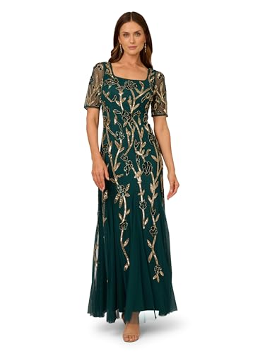 Image of Adrianna Papell Women's Beaded Mesh Long Dress