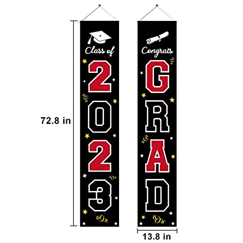 2023 Graduation Banner Decorations - Porch Sign Set Red White Black Welcome Door Décor Party Favors Supplies For Indoor Outdoor #TOP2
