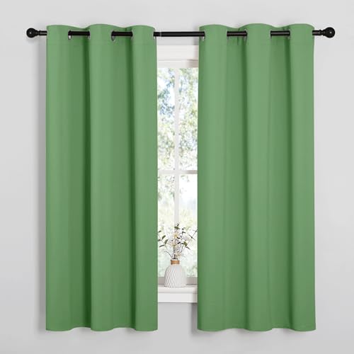 Image of NICETOWN Room Darkening Curtains for Kitchen, Forest Green, Set of 2, 42 inches Wide by 50 inches Long, Window Treatment Thermal Insulated Solid Grommet Room Darkening Curtains /Drapes for Bedroom