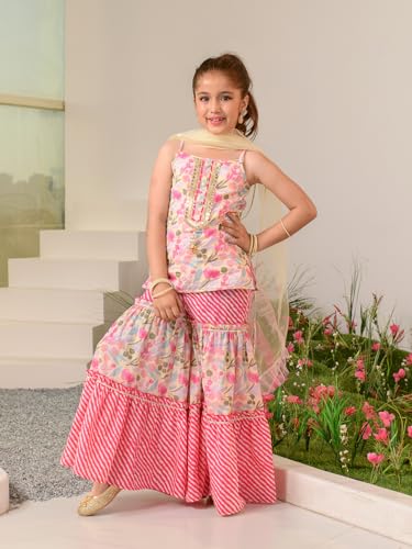 Image of Pspeaches Girls Kurti And Sharara With Dupatta