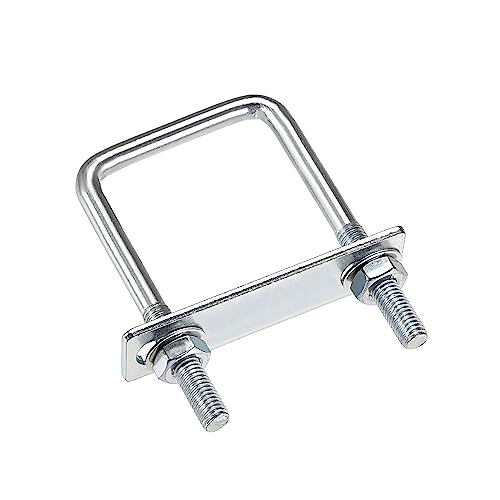 uxcell Square U-Bolts 2"(50mm) Inner Width 100mm Length Carbon Steel M8 with Nuts, Frame Plate, Round Washers
