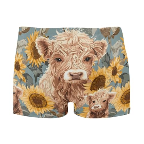 UMIRIKO Highland Cow Sunflower Men's Swim Trunk Square Leg Swimsuit Swimwear Swim Briefs for Men 2XL 202b8813