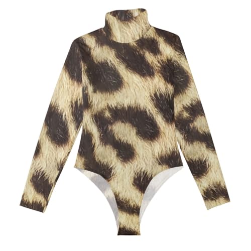 Body de manga larga estampado leopardo GuoChe para looks urbanos y noches de fiesta