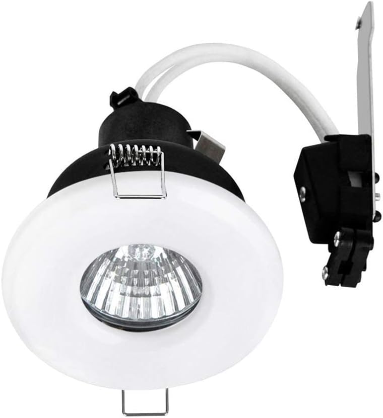 MiniSun Pack of 6 Bathroom/Shower/Soffit IP65 Rated Gloss White GU10 Recessed Ceiling Downlights