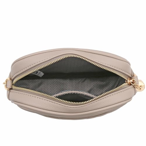 Image of FashionPuzzle Chevron Quilted Crossbody Camera Bag with Chain Strap and Tassel