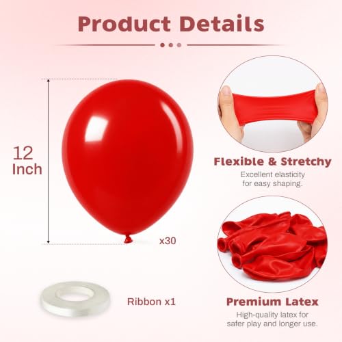 Image of Red Balloons, 12 Inch Red Latex Party Balloon