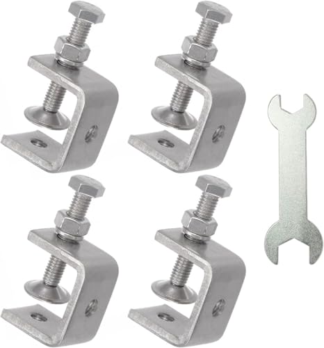 Image of Stainless Steel C Clamps, Mini Tiger Clamp Set for Mounting, Heavy Duty Metal U Clamps, Small Desk G-Clamp with 1.77 Inch Stable Wide Jaw Opening for Metal Working Woodworking Welding Building (4pcs)