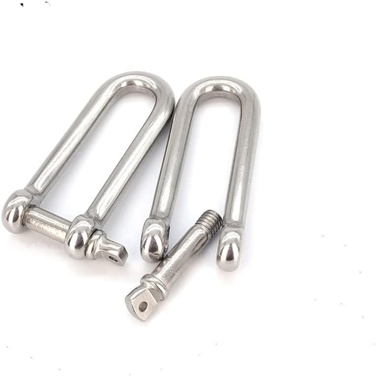 Shackle, Stainless Shackle,Small Shackle,T304 Long D Shackle Stainless Steel Screw Pin D Shackle Paracord Bracelet Steel Buckle(M8)