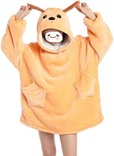 Imbry Girls Flannel Fleece Wearable Blanket Hoodie Oversized Kids Cotton Hooded Sweatshirt with Pocket Warm Jumper
