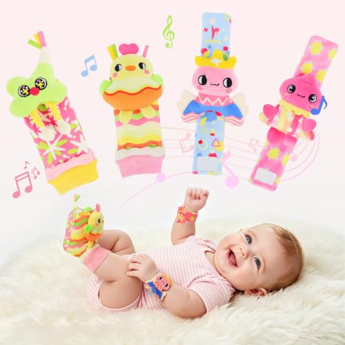 Image of Rattle Socks for Babies 0-6 Months, Baby Wrist Rattles Set