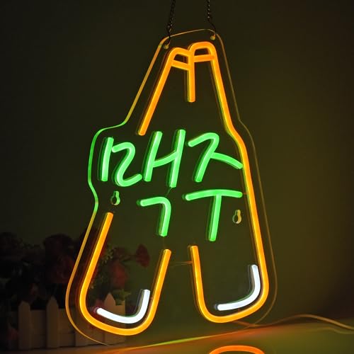 Image of Korean Beer Neon Sign,USB Powered Dimmable Wall Decor LED Light | Neon Lights Wall Art Decoration for Korean Bar Club Bistro Restaurant Man Cave Party Birthday Gift Home Decor 16.5 inch x 12.6 inch