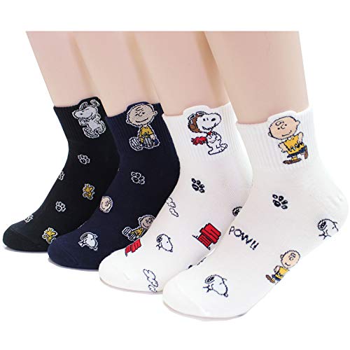EVEI The Peanuts Snoopy Cartoon Movie Series Women's Original Socks (snoopy01_4pairs)