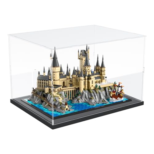 Image of Choowin Acrylic Display Case for Lego 76419 for Lego Hogwarts Castle and Grounds for Lego Display Thickened Clear Acrylic Display Cases for Collectibles Assemble Dustproof Display Box(Black Base)