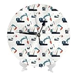 GVYGVY Orologi da parete a batteria, 25,4 cm, con stampa di escavatori, moderni, silenziosi, piccoli orologi da parete per soggiorno, cucina, bagno, ufficio, decorazione decorativa con supporto