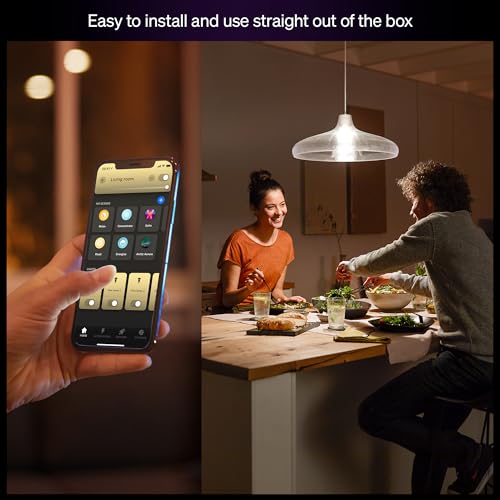 Philips Hue Smart LED A60 Bulb, Warm White Light 2700K, E27 Base, 9.5W, 1100 Lumens, Dimmable, Works with Alexa, Google Assistant, and Apple Home, 2 Pack