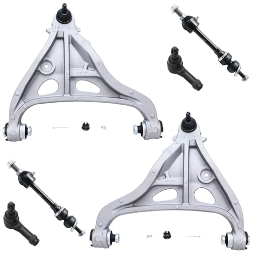 Image of Detroit Axle - 4WD 6pc Front End Suspension Kit for Ford 2005-2008 F-150 Lincoln Mark LT 2 Lower Control Arms with Ball Joints 2 Sway Bar End Links 2 Outer Tie Rod Ends 2006 2007 Replacement