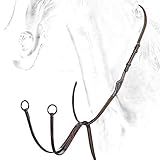  Equiline gleitendes Martingal, Classica, Leder, schwarz, mit silbernem Emblem, Größe Pferd:Full