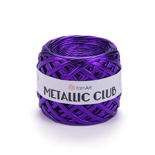 Image of YarnArt Metallic Club Super Bulky T-Shirt 100% Polyester 6.35 oz / 180 gr, 60 yrds / 55 Meters, Shiny Colors, Handbag, Rug, Chic Night, Crochet Bag (8114)