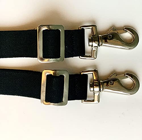 Image of Majestic Ally Pack of 2 Adjustable Length Horse Blanket Sheet Replacement Elastic Leg Strap with Double Swivel Snaps (Black)