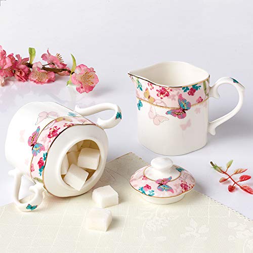 Eplze® YBK Tech Ensemble tasse et soucoupe en porcelaine anglaise de style européen pour la maison, la cuisine, les mariages (motif royal, bleu ciel