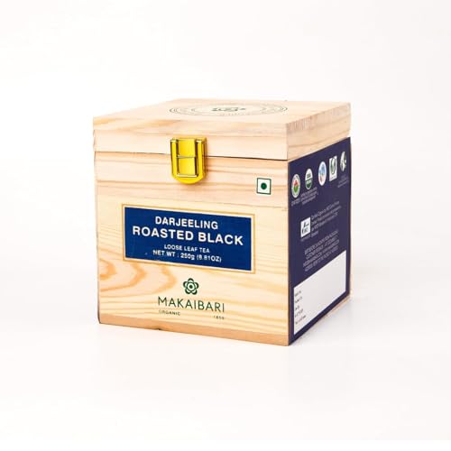 Image of Makaibari Darjeeling Roasted Tea | 250Gm Chestlets Box | USDA Certified Organic | Black Tea | Premium Black Loose Leaves | Roasted Loose Leaf | Orignial Darjeeling Chai | 100% Pure & Original Leaf