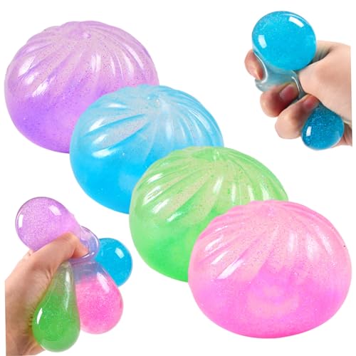 Gemuseeee 4Pcs Squeeze Toys - Sensory Squish Toys For Stress Relief, Soft Squeeze Dumplings With Sparkling Filling For Kids & Adults Squish, Stress Ba