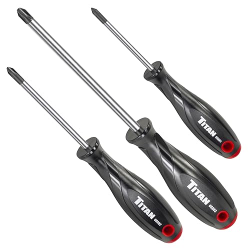 Titan 65885 3-Piece JIS Screwdriver Set with Magnetic Tips – Includes #1 x 3', #2 x 4', #3 x 6' – Designed for Japanese Standard Screws, Compatible with Japan-Made Cars, Trucks, and Motorcycles