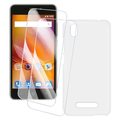 OAGELIM 2er Pack Bildschirm Schutzfolie + Hülle Kompatibel mit ZTE Blade X3 A452 (5 Zoll) Künstlerisch Bedruckte Hülle & Gehärtetes Glas Kratzfest (Weiß)