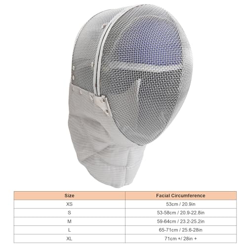 FLEXMAN Fencing Mask, Fencing Epee Mask, Steel Mesh Waterproof Lining Sword Face Guard Protection for Competitions Sports Activities (XS)
