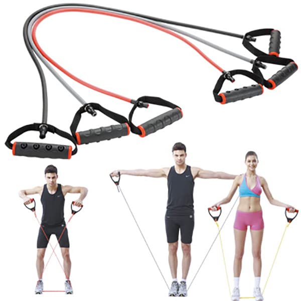 Image of USI Universal Resistance Tube /Expander Fixed, Latex Fitness Resistance Tube with Door Anchor, Handles, Resistance Bands for Workout for Men & Women, Size: 1x127cm(50 inch). (RP) (Light)