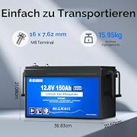 DCHOUSE 12V 150Ah LiFePO4 Bluetooth Lithium Batterie mit SOC Leuchte – Ansicht 8