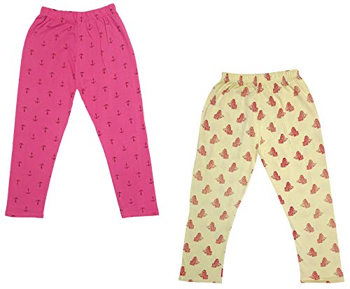 Image of IndiWeaves Girls Printed Cotton Capri Pants for Summer (Lemon,Magenta, 8-9 Years) Pack of 2