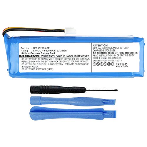 MPF Products 6000mAh AEC982999-2P Battery Replacement Compatible with JBL Charge Portable Bluetooth Speaker