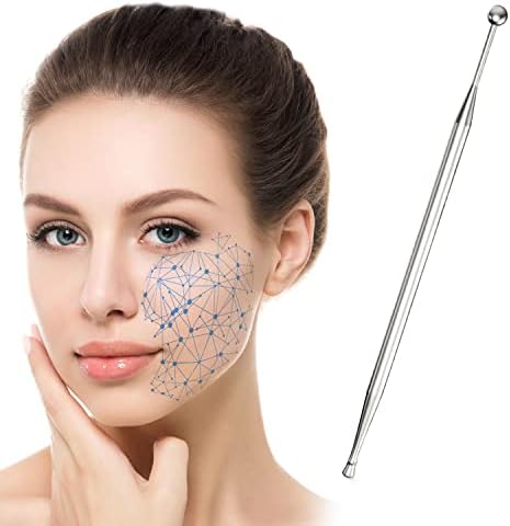 Dual Head Facial Reflexology Tools, 1PCS Stainless Steel Portable Ear Acupuncture Body and Ear Point Probe Massage Tool Acupuncture Pen