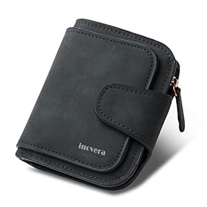 INOVERA (LABEL) Faux Leather Tri-fold Fashion Card Coin Small Clutch Wallet for Women – Black