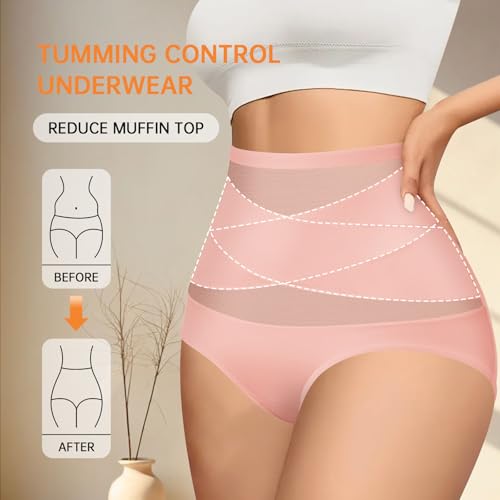 Women Tummy Control Underwear,High Waisted Shapewear Panties,Silky Soft Full Coverage Stretch Ladies Brief Multipack2