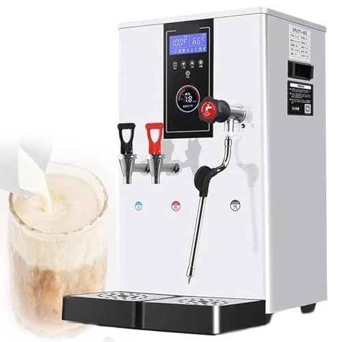 Espumador de leche de grado comercial y dispensador de agua caliente con tanque de acero inoxidable, alivio de presión automático y pantalla LED para uso profesional