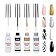 Gel Liner Nagellack Set Gel Liner Nail Art Kit für Nageldesign, 4 Farben Schwarz Weiß Gold Silber Designfarbe mit dünnem Pinsel für French Tip Maniküre DIY Nail Art, 8 ml