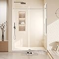 Frameless Sliding Shower Door, 60" w x 76" h Clear Tempered Glass with Soft-Close, Brushed Nickel Enclosure for Bathtub & Shower Stall