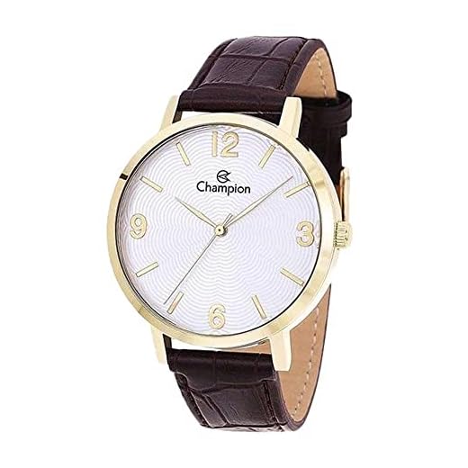 Relógio Champion Masculino Dourado Pulseira Couro CN20917B