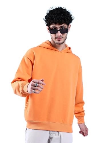 Image of The Indian Garage Co Men Regular Fit Solid Overhead Hooded Sweatshirt