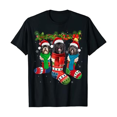 Three Tibetan Terriers In Christmas Socks T-Shirt Cover