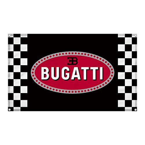 Bugatti Auto Car Logo Wall Flag Banner with 4 Gromments, 3'x5'