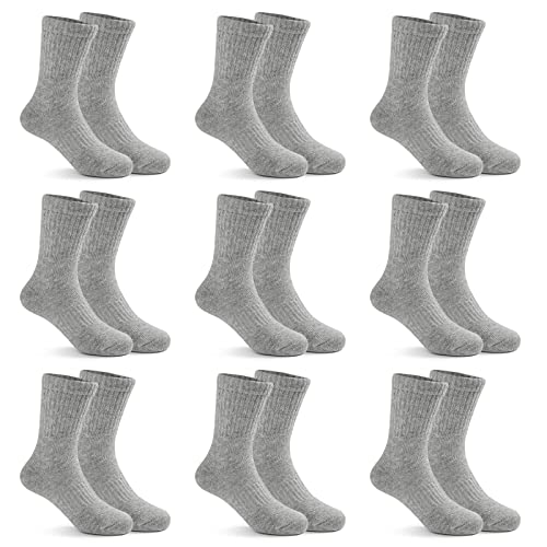 Kereda Boys Crew Socks Kids Athletic Ankle Socks Uniform Socks For Girls 9 Pairs Grey 2-4 T #TOP21
